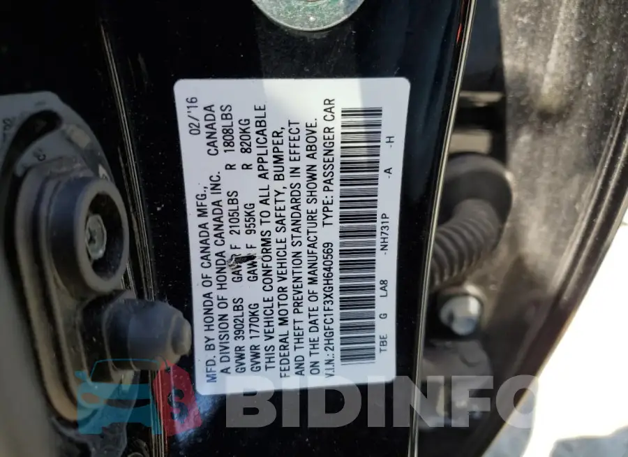 2HGFC1F3XGH640569 Photo# 12