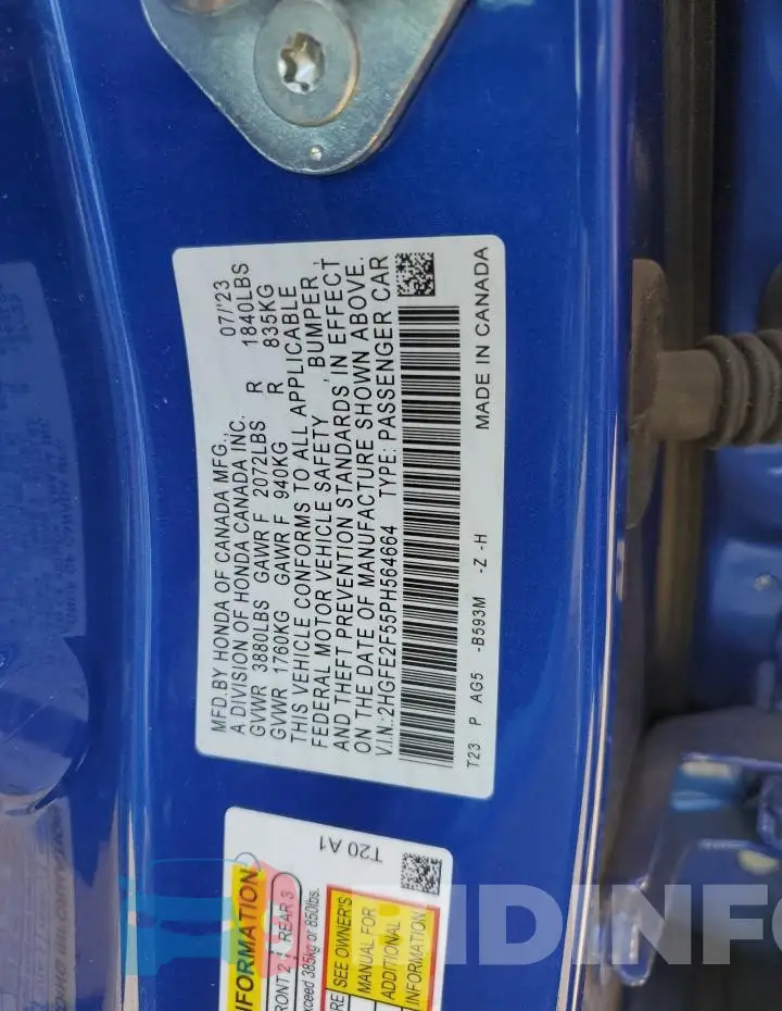 2HGFE2F55PH564664 Photo# 13