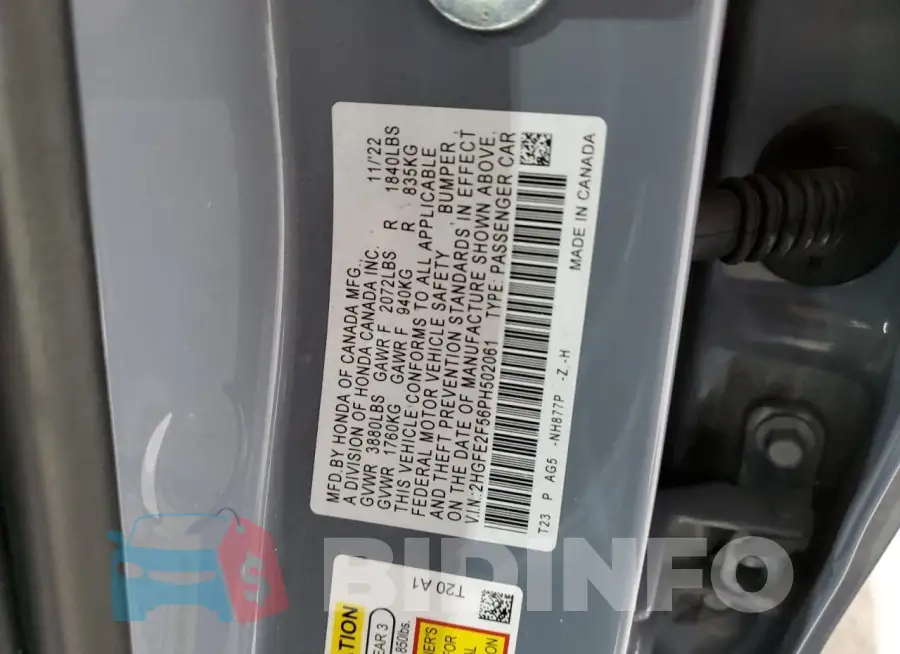 2HGFE2F56PH502061 Photo# 12