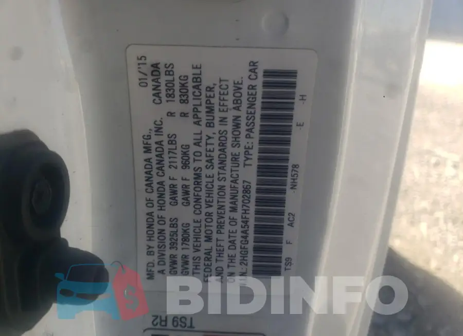 2HGFG4A54FH702867 Photo# 12