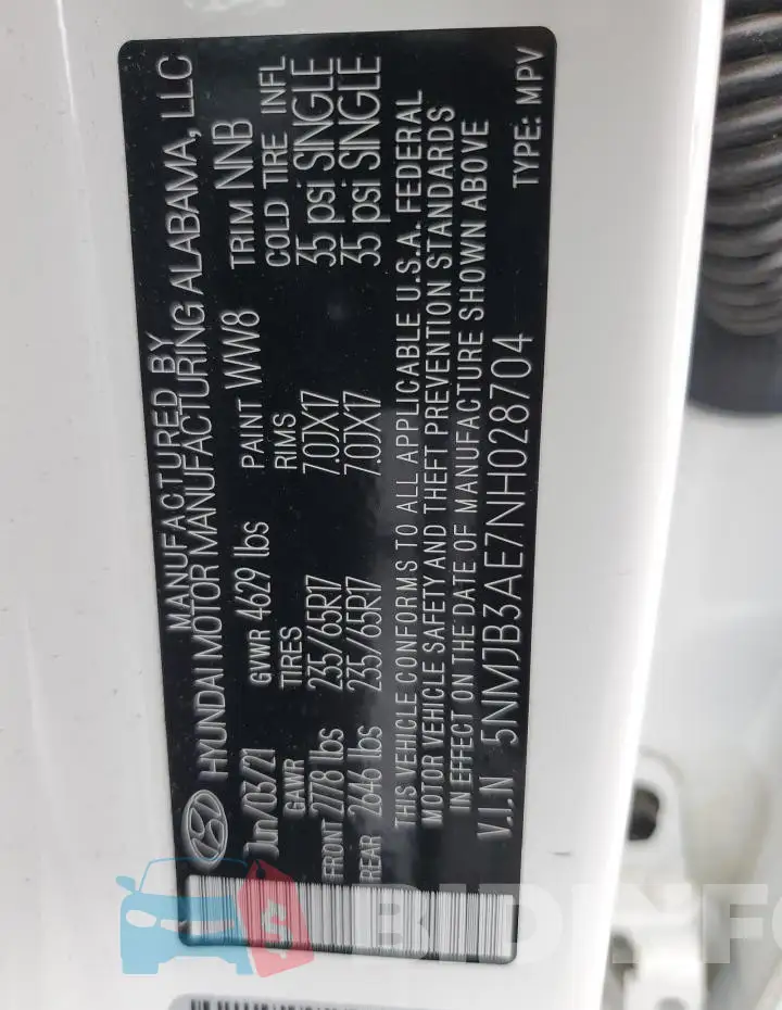 5NMJB3AE7NH028704 Photo# 14