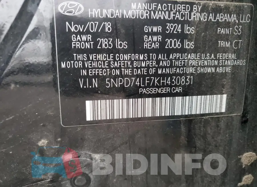 5NPD74LF7KH430831 Photo# 12