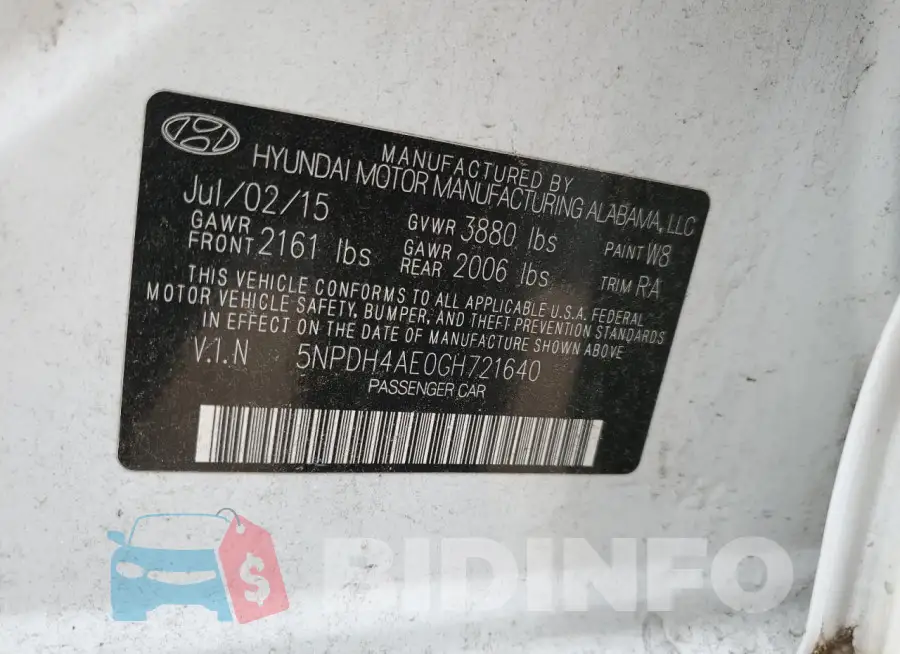 5NPDH4AE0GH721640 Photo# 12