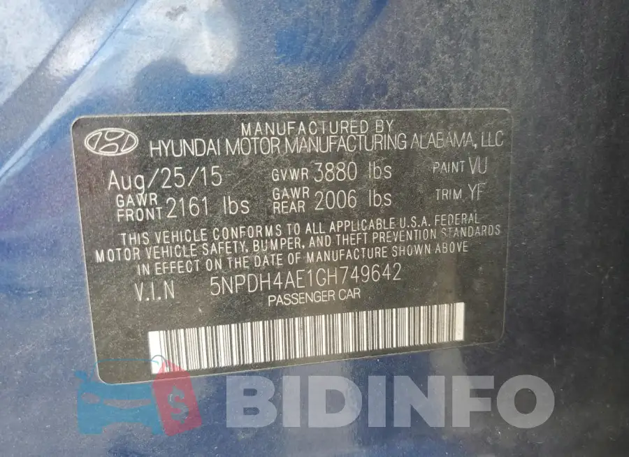 5NPDH4AE1GH749642 Photo# 12