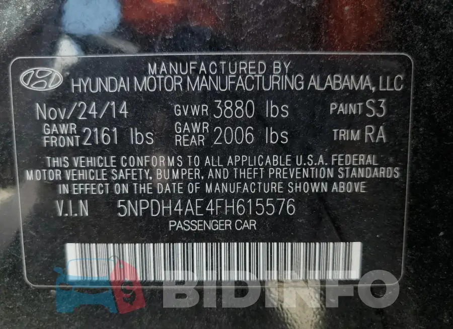 5NPDH4AE4FH615576 Photo# 12