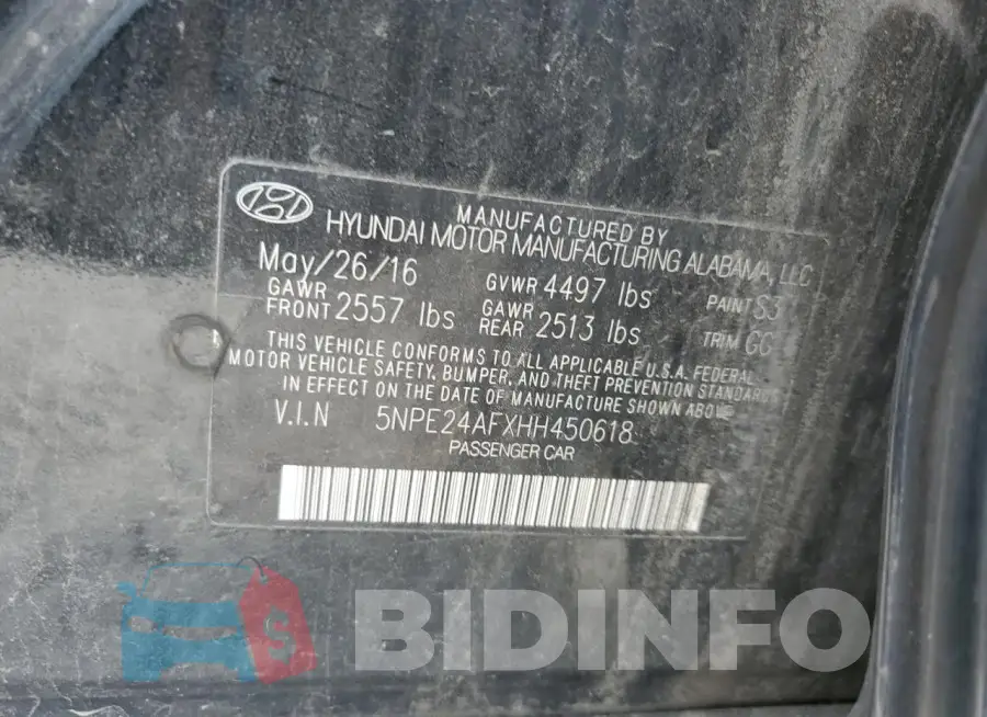 5NPE24AFXHH450618 Photo# 12