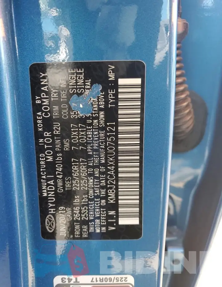 KM8J2CA4XKU075121 Photo# 12