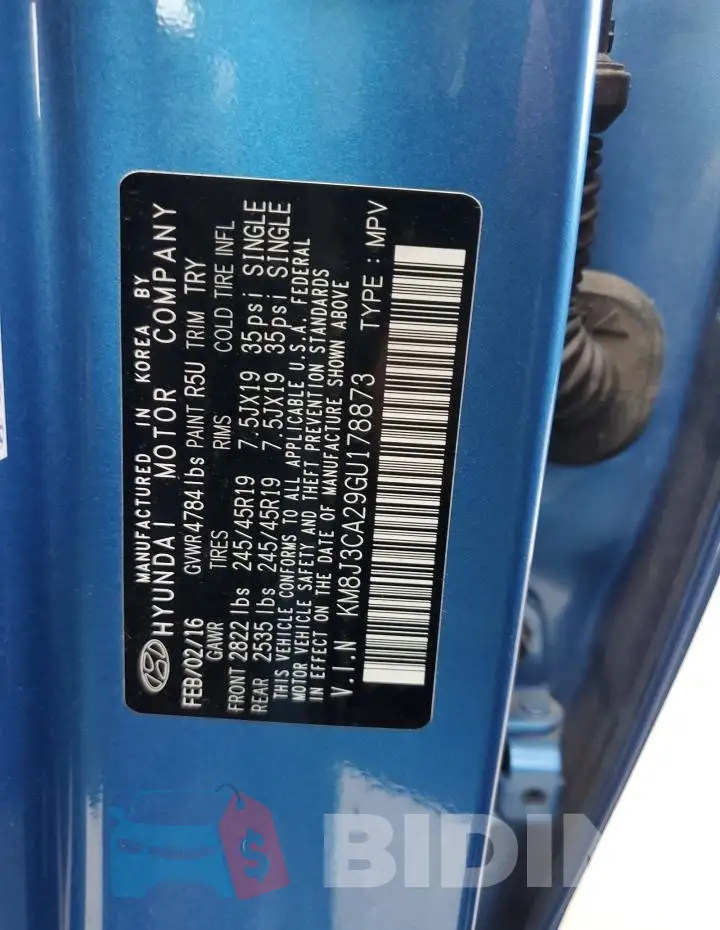 KM8J3CA29GU178873 Photo# 12