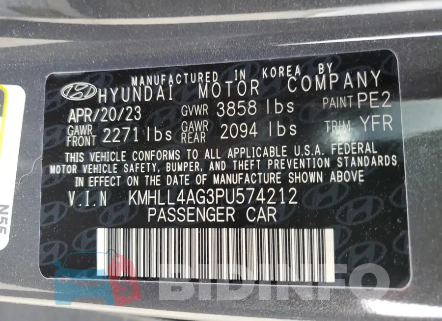 KMHLL4AG3PU574212 Photo# 13