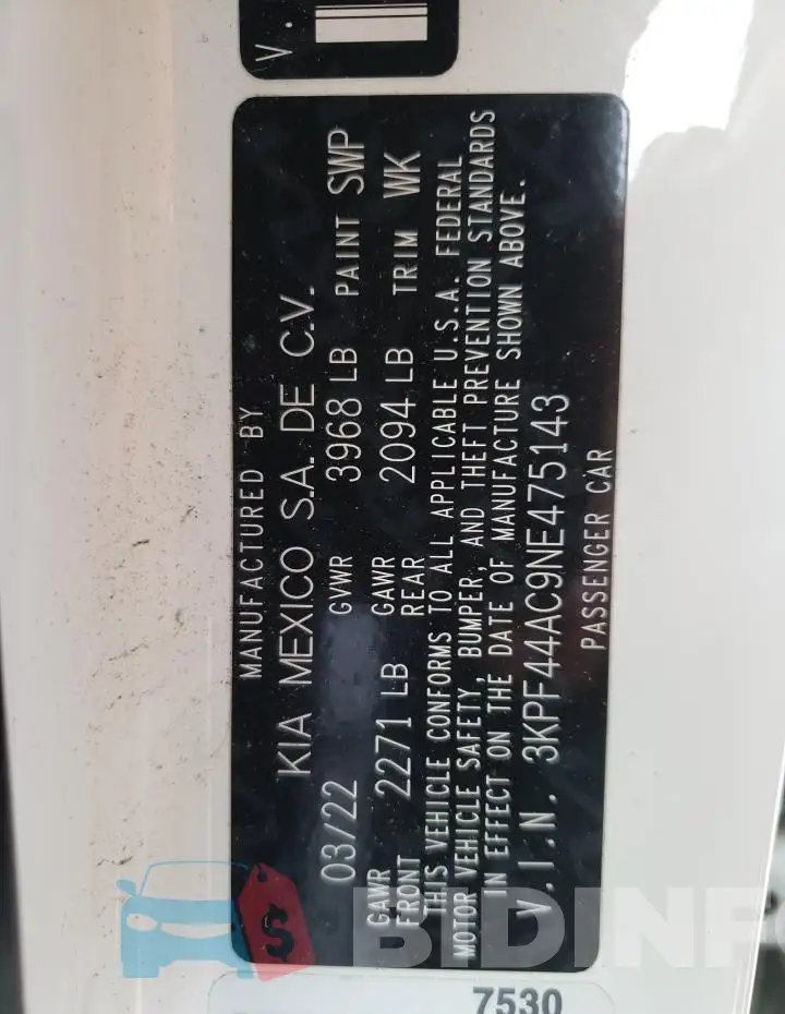 3KPF44AC9NE475143 Photo# 13