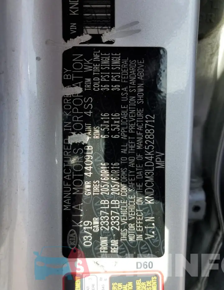 KNDCM3LD4K5288712 Photo# 13