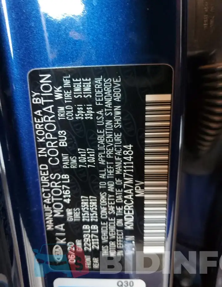 KNDERCAA7M7111484 Photo# 13