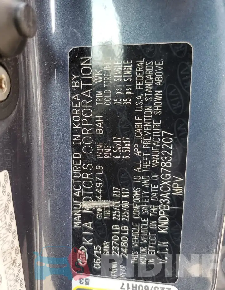 KNDPB3ACXG7832207 Photo# 12