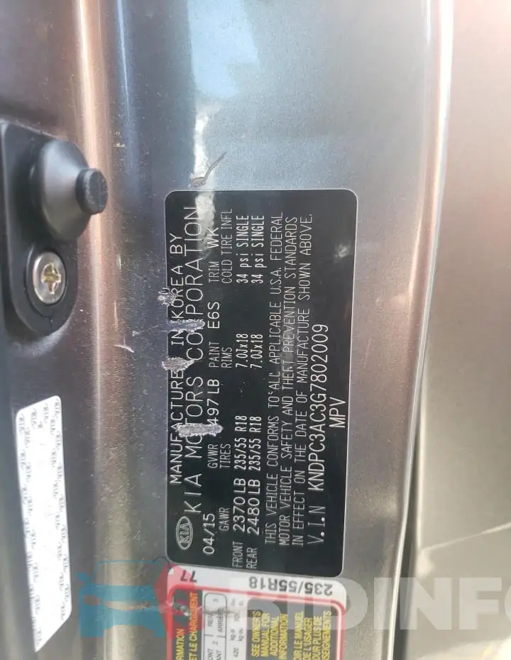 KNDPC3AC3G7802009 Photo# 13