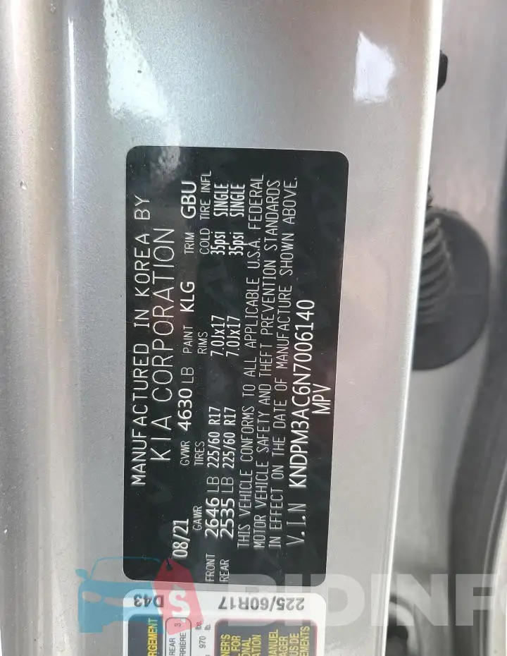 KNDPM3AC6N7006140 Photo# 12
