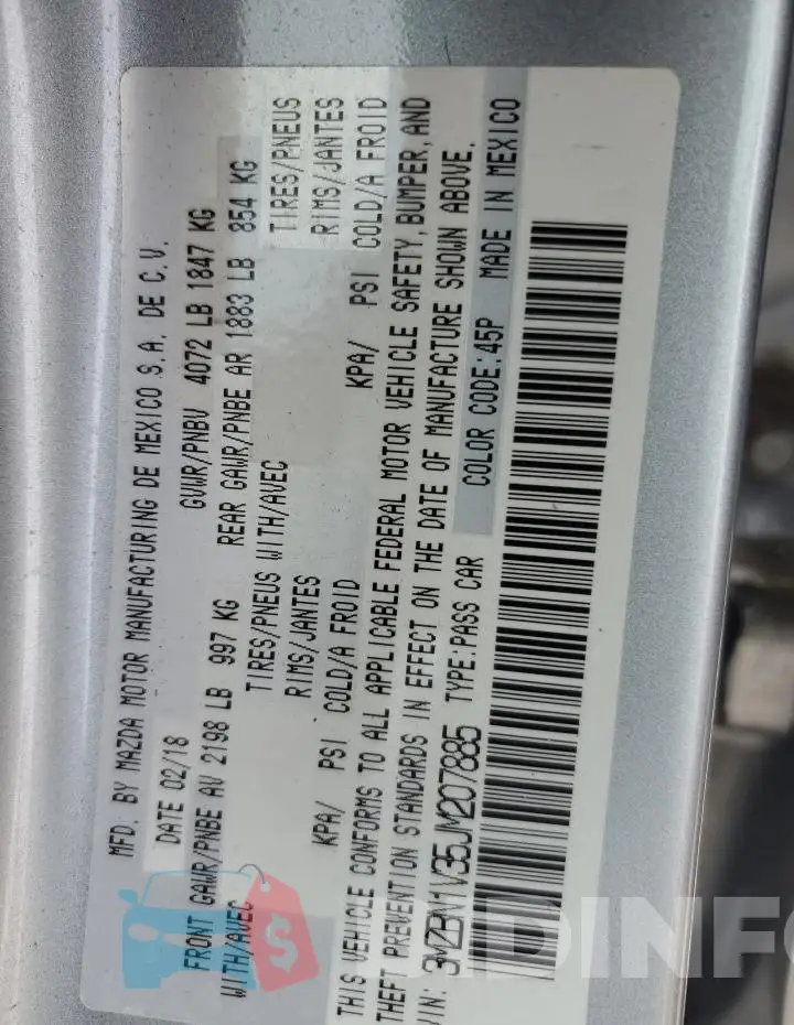 3MZBN1V35JM207885 Photo# 12