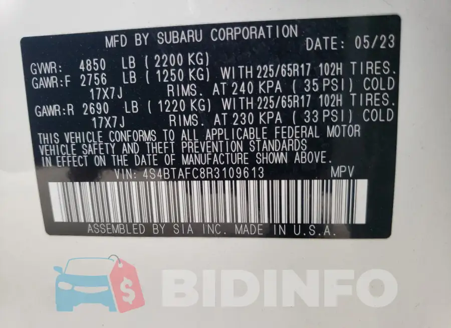 4S4BTAFC8R3109613 Photo# 13