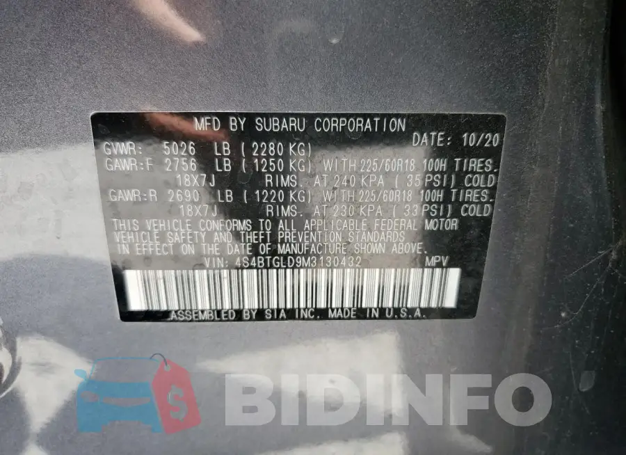 4S4BTGLD9M3130432 Photo# 13