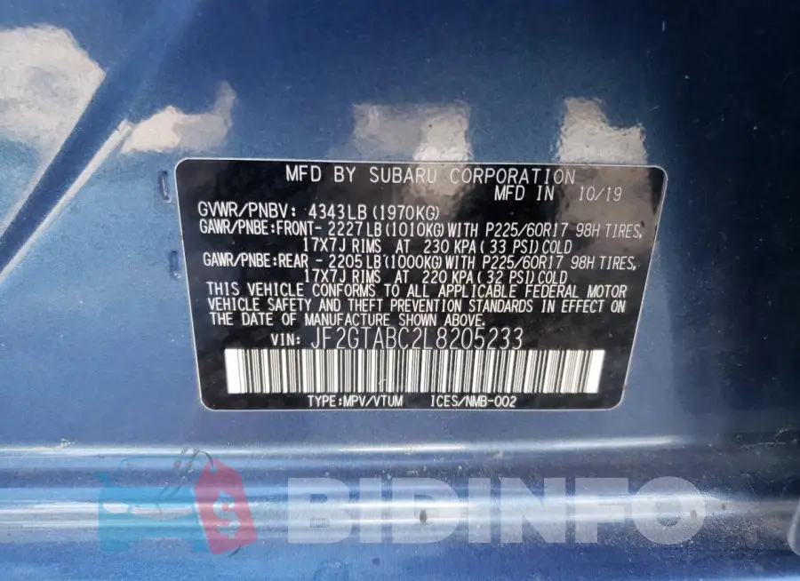 JF2GTABC2L8205233 Photo# 14