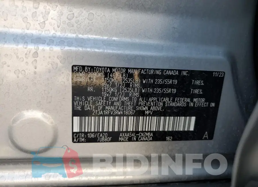 2T3A1RFV3RW418067 Photo# 13