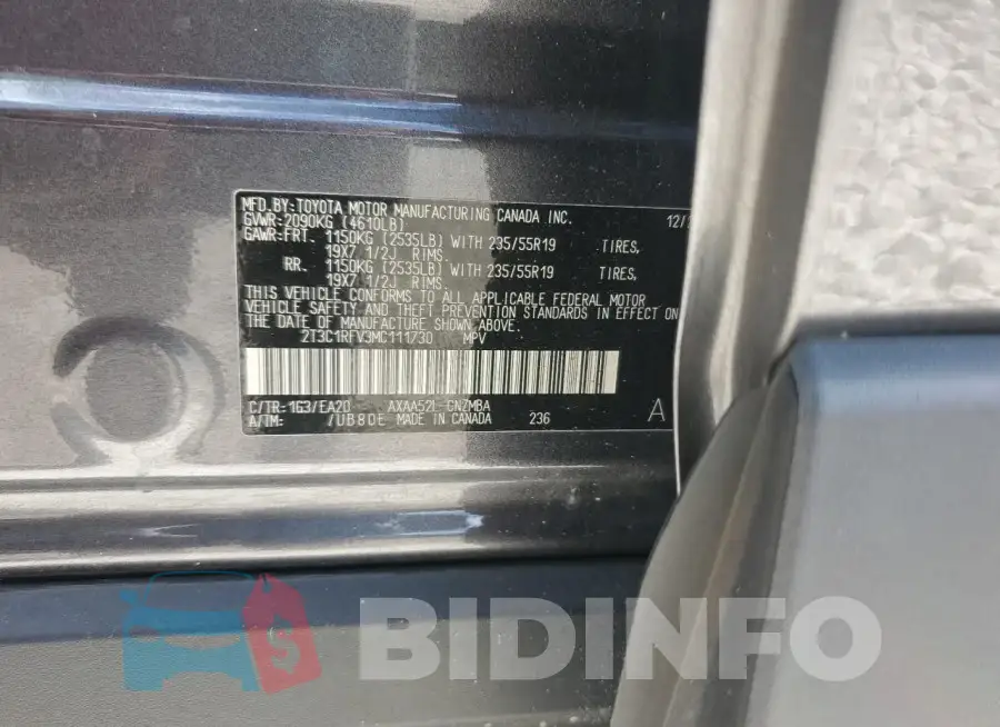 2T3C1RFV3MC111730 Photo# 13