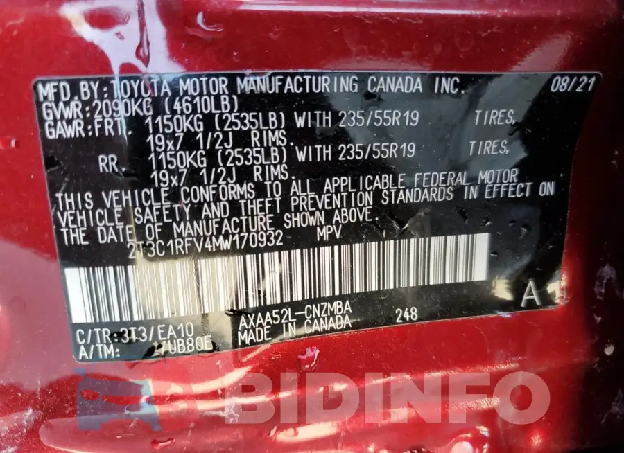 2T3C1RFV4MW170932 Photo# 12