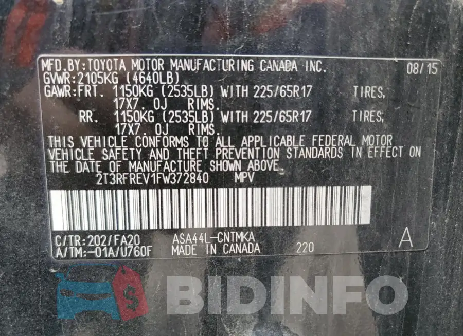 2T3RFREV1FW372840 Photo# 14
