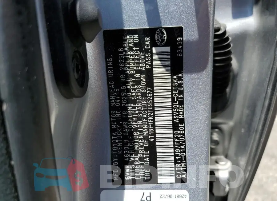 4T1BF1FK2FU952677 Photo# 12