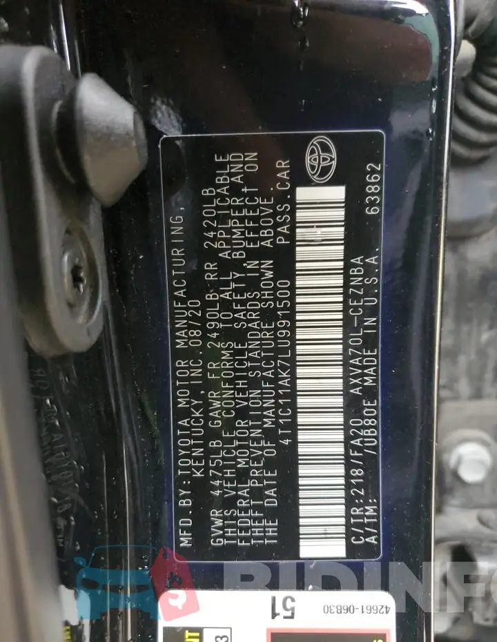 4T1C11AK7LU991500 Photo# 12