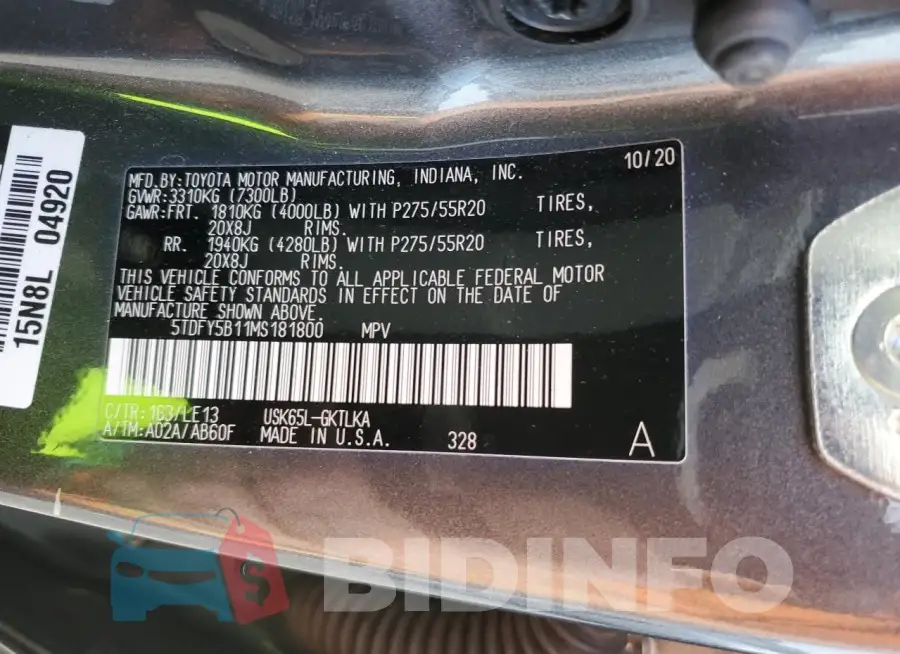 5TDFY5B11MS181800 Photo# 14
