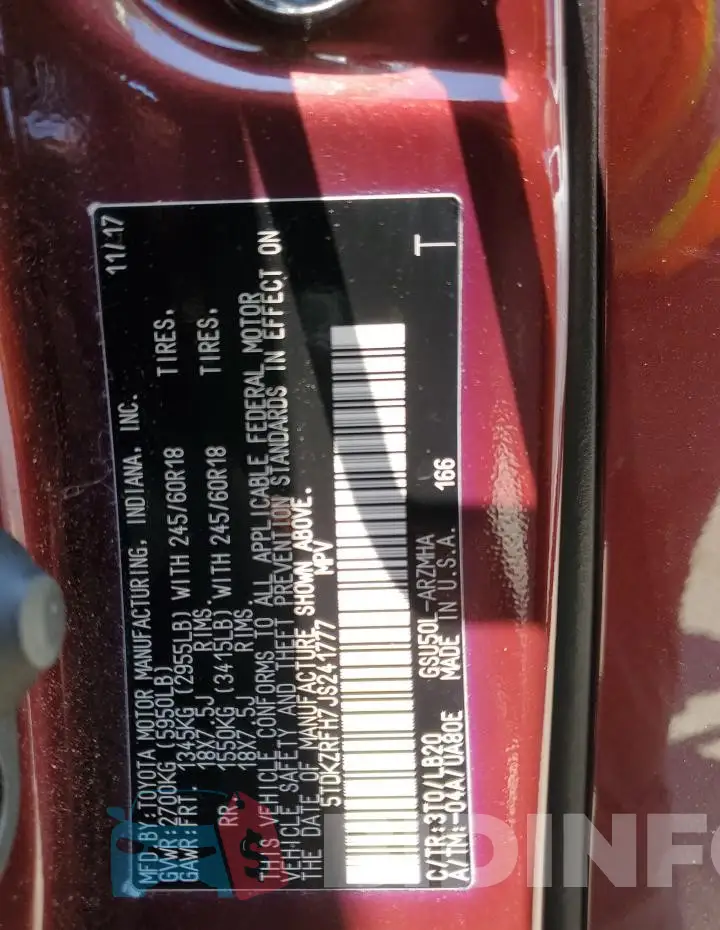 5TDKZRFH7JS241777 Photo# 13