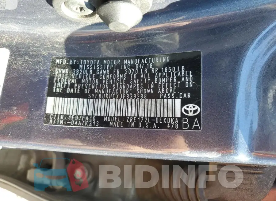 5YFBURHEXJP839288 Photo# 13