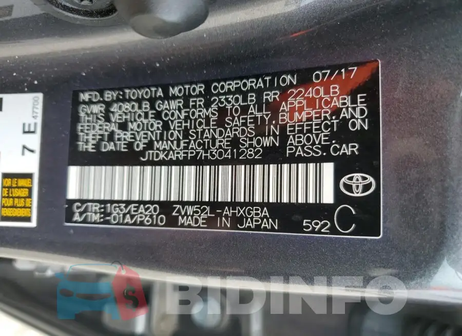 JTDKARFP7H3041282 Photo# 12