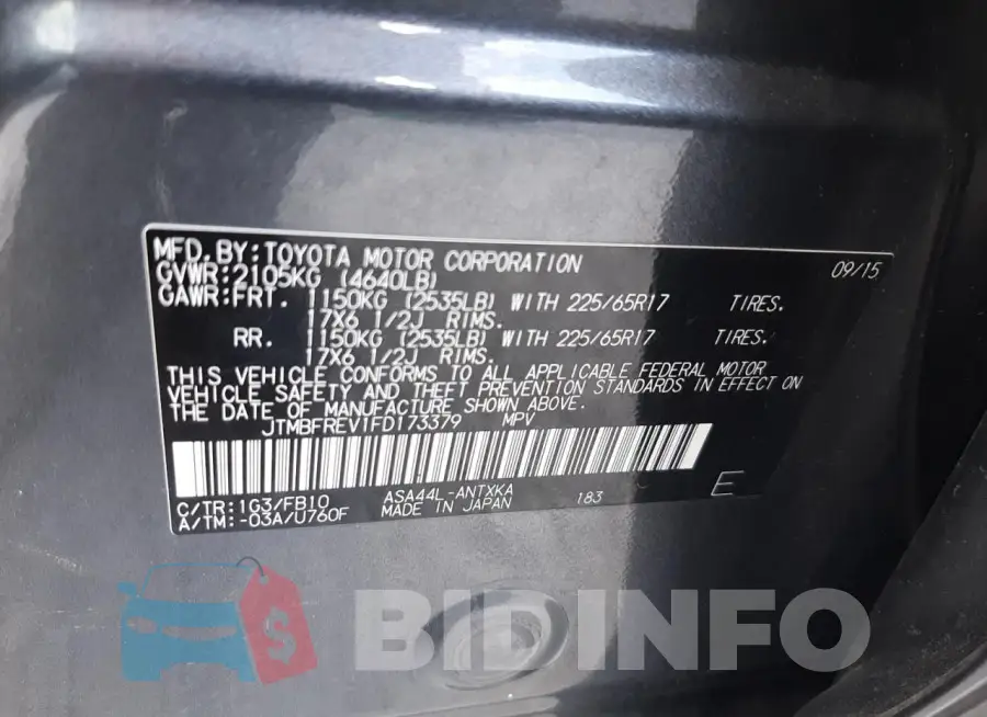 JTMBFREV1FD173379 Photo# 13