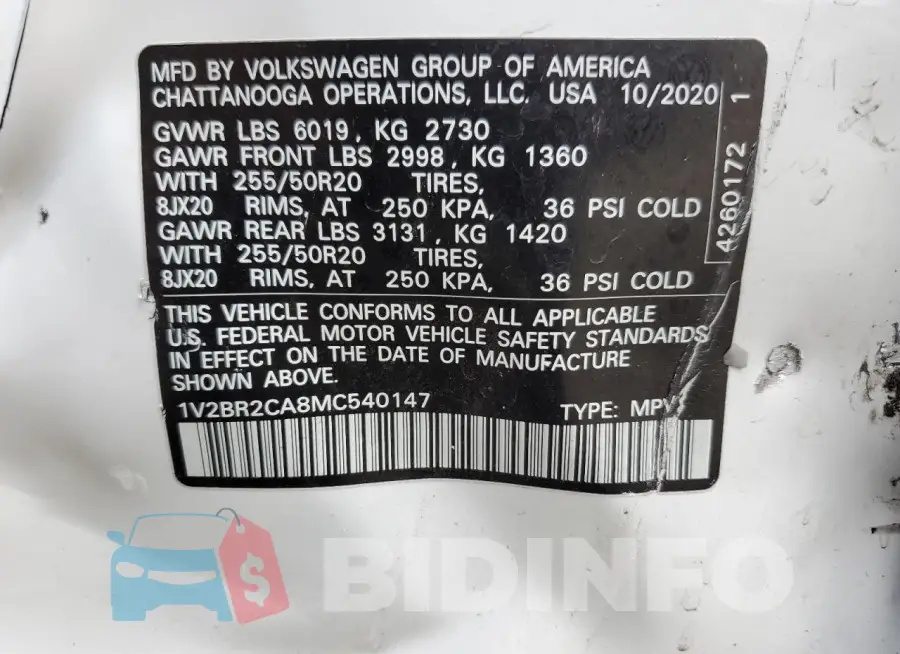 1V2BR2CA8MC540147 Photo# 13