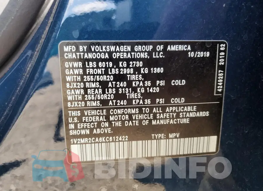 1V2MR2CA6KC612422 Photo# 13