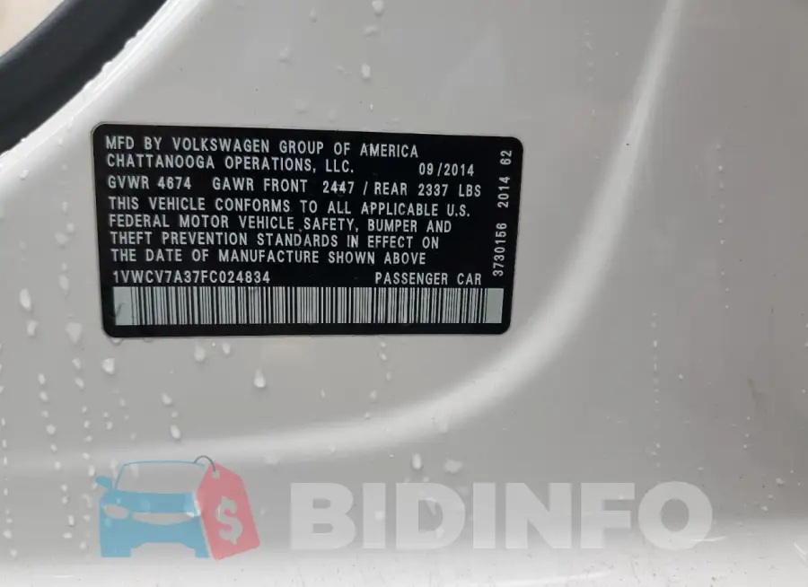 1VWCV7A37FC024834 Photo# 12