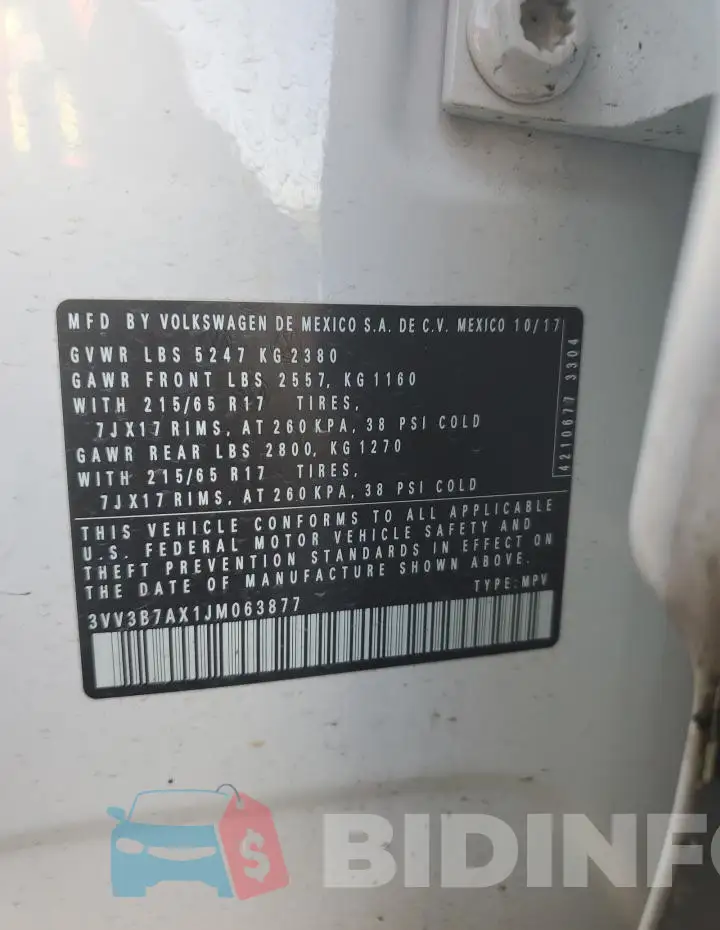 3VV3B7AX1JM063877 Photo# 12