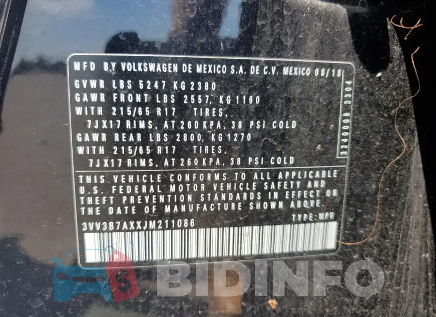 3VV3B7AXXJM211086 Photo# 14