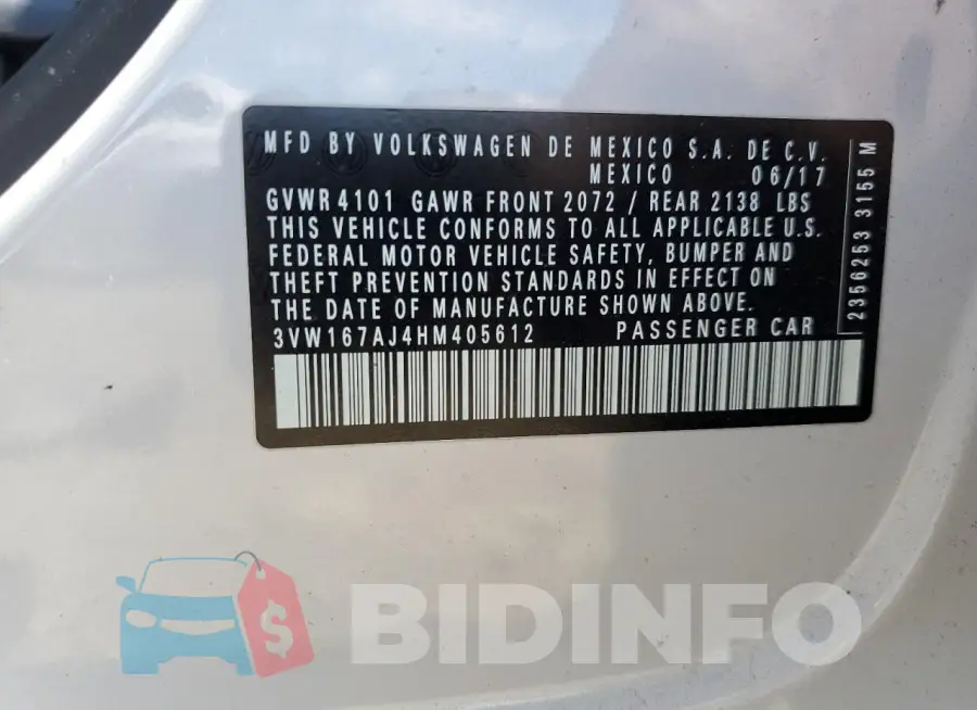 3VW167AJ4HM405612 Photo# 12