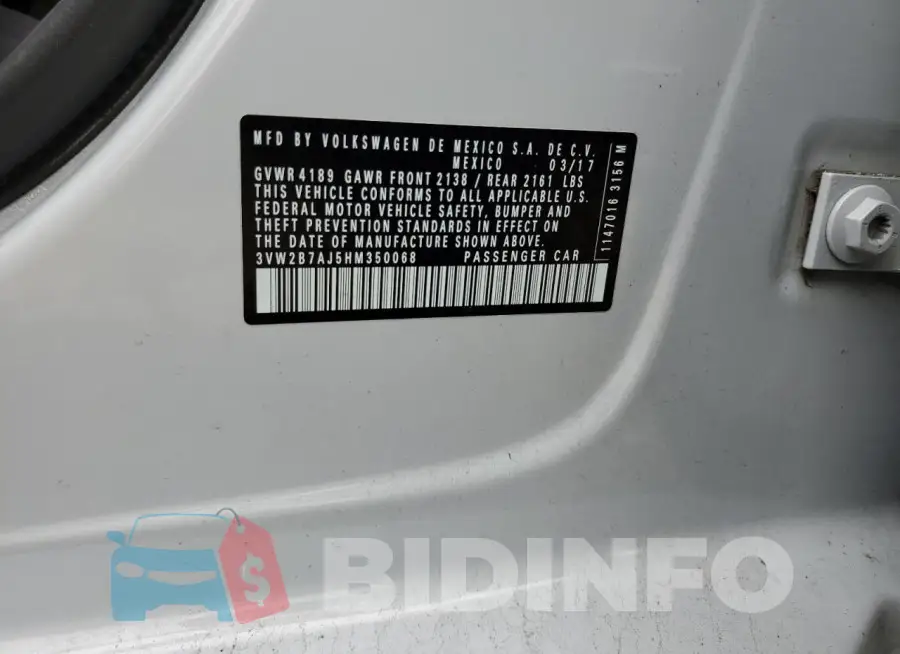 3VW2B7AJ5HM350068 Photo# 12