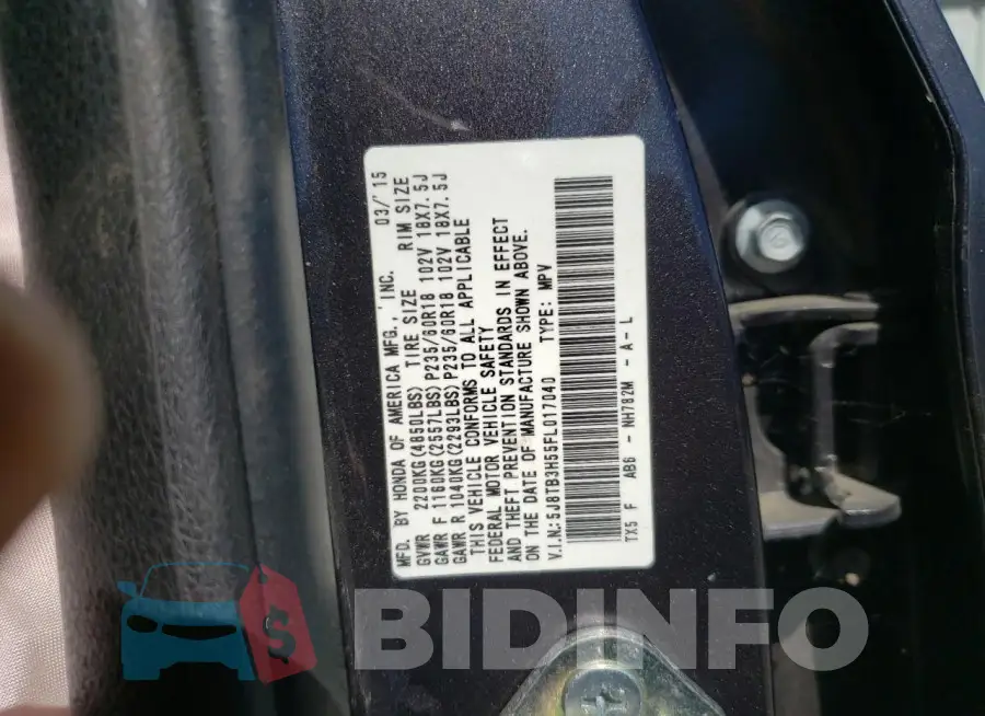 5J8TB3H55FL017040 Photo# 14