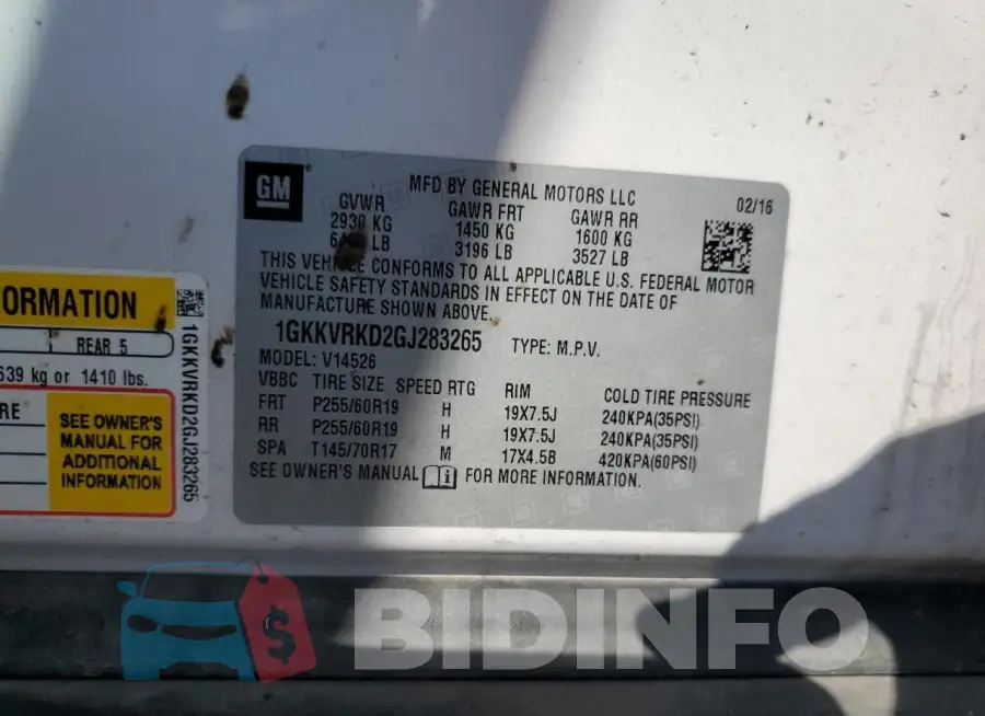 1GKKVRKD2GJ283265 Photo# 13