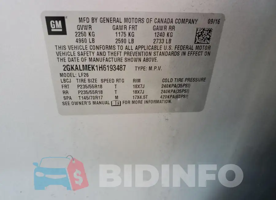 2GKALMEK1H6193487 Photo# 13