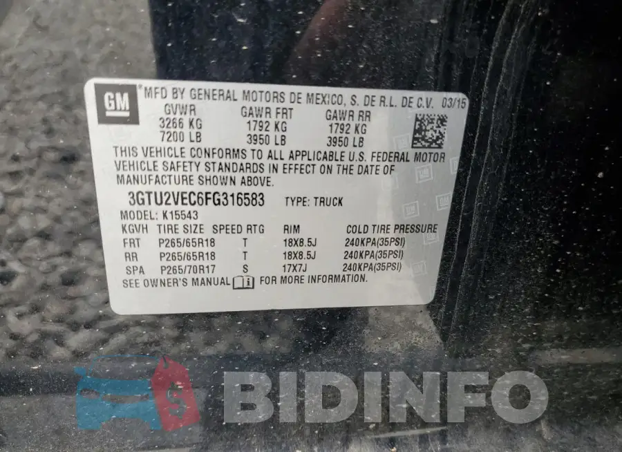 3GTU2VEC6FG316583 Photo# 12