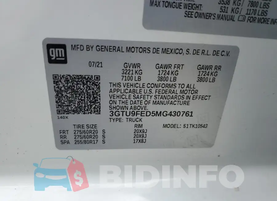 3GTU9FED5MG430761 Photo# 12
