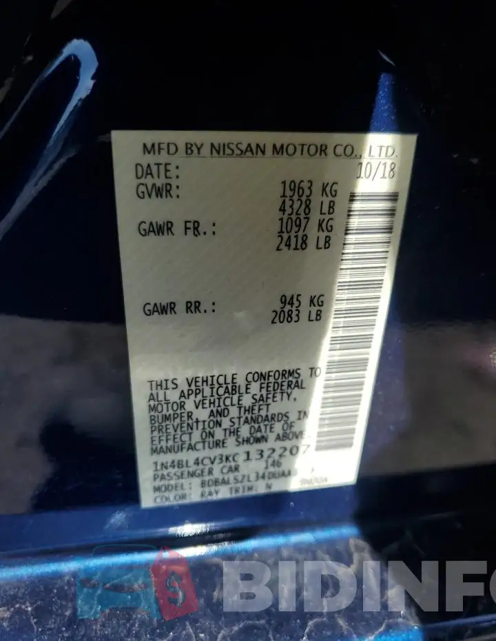 1N4BL4CV3KC132207 Photo# 12