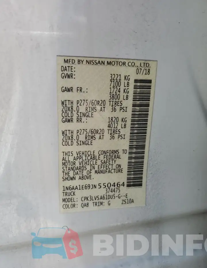 1N6AA1E69JN550464 Photo# 12
