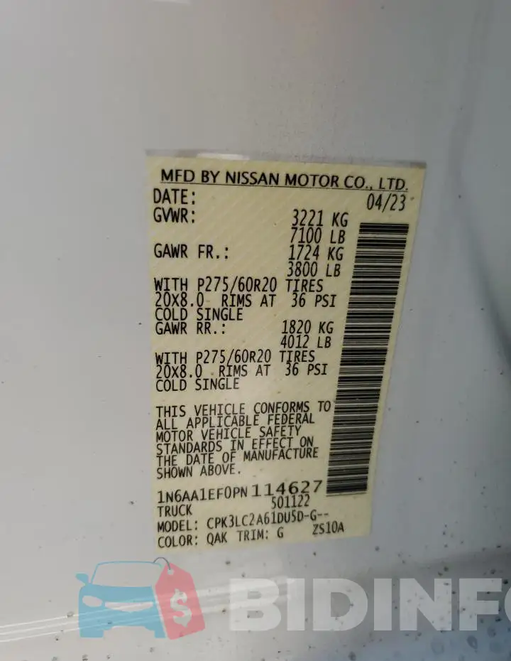 1N6AA1EF0PN114627 Photo# 12