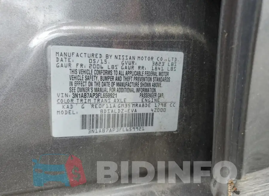 3N1AB7AP3FL659921 Photo# 12